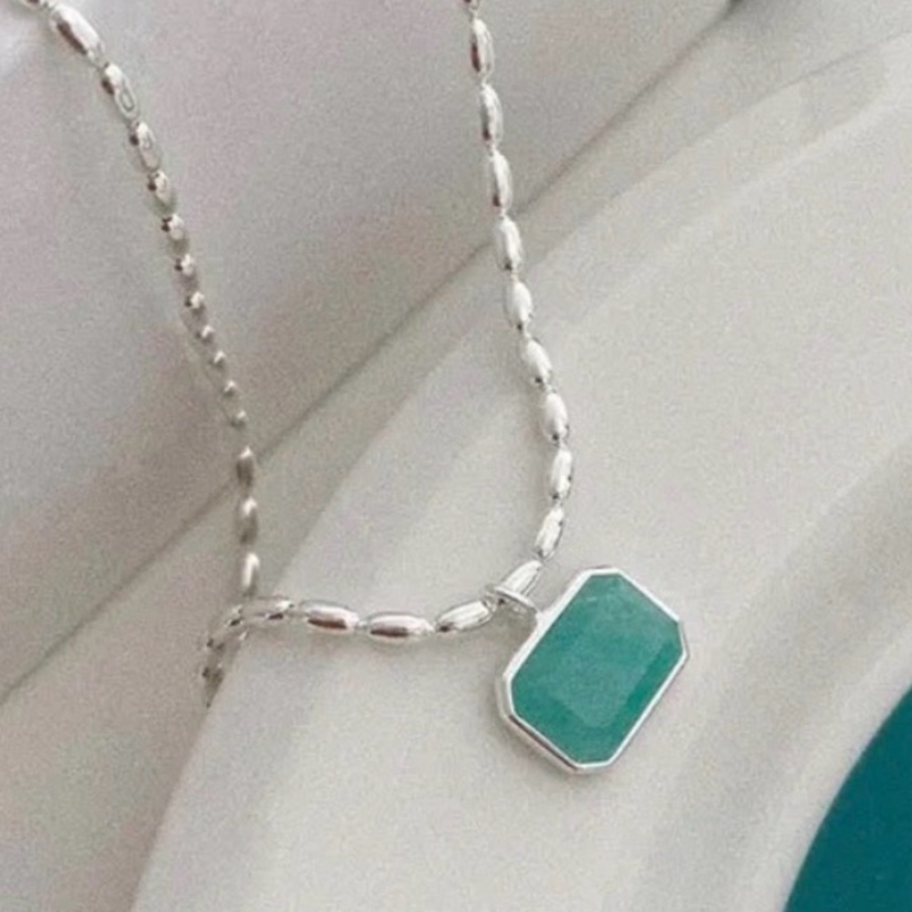 Dainty Sterling Necklace with Amazonite Stone - Picture 2 of 4